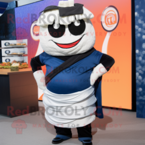 Navy Sushi mascot costume character dressed with a Tank Top and Ties