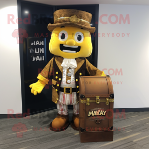 nan Treasure Chest mascot costume character dressed with a Suit Pants and Digital watches