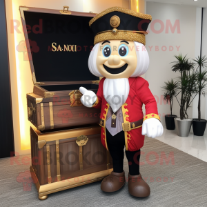 nan Treasure Chest mascot costume character dressed with a Suit Pants and Digital watches