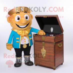 nan Treasure Chest mascot costume character dressed with a Suit Pants and Digital watches