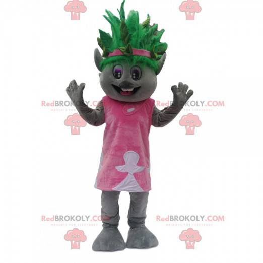 Mascote cinza com um penteado verde original - Redbrokoly.com