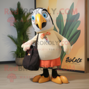 Cream Toucan maskot kostume...