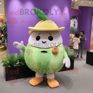 Lavender Melon mascot costume character dressed with a Chinos and Keychains