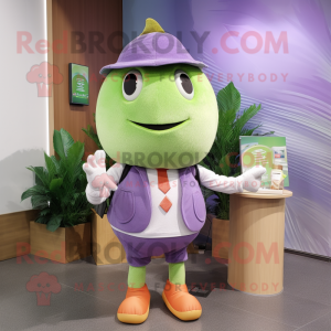 Lavender Melon mascot costume character dressed with a Chinos and Keychains