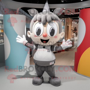 Gray Acrobat mascot costume character dressed with a Poplin Shirt and Headbands