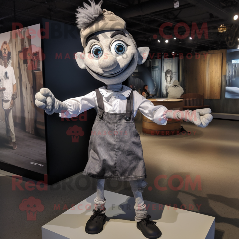 Gray Acrobat mascot costume character dressed with a Poplin Shirt and Headbands