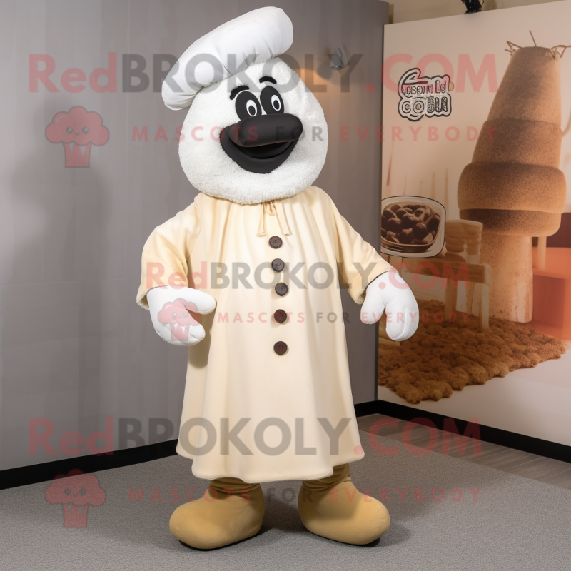 Cream Meatballs mascot costume character dressed with a Coat and Cummerbunds Cream Meatballs mascot costume character dressed with a Coat and Cummerbunds