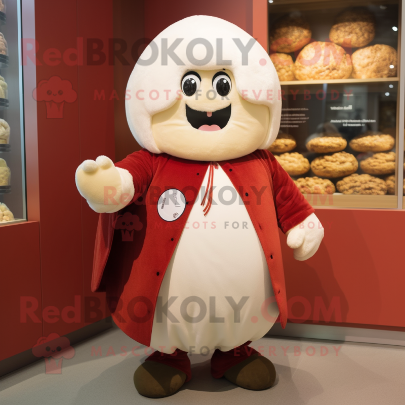 Cream Meatballs mascot costume character dressed with a Coat and Cummerbunds Cream Meatballs mascot costume character dressed with a Coat and Cummerbunds