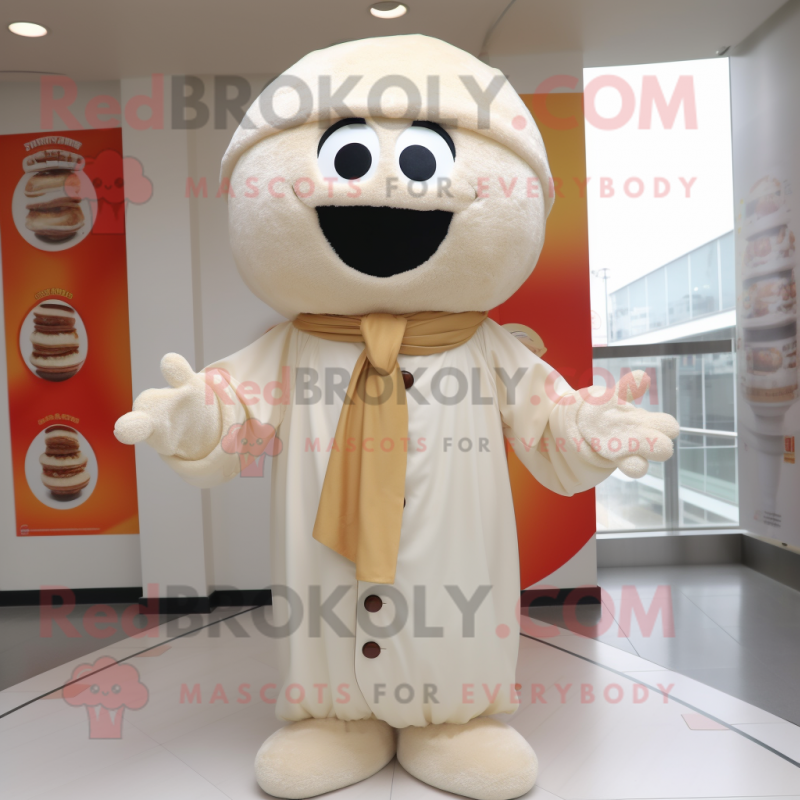 Cream Meatballs mascot costume character dressed with a Coat and Cummerbunds Cream Meatballs mascot costume character dressed with a Coat and Cummerbunds