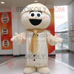 Cream Meatballs mascot costume character dressed with a Coat and Cummerbunds