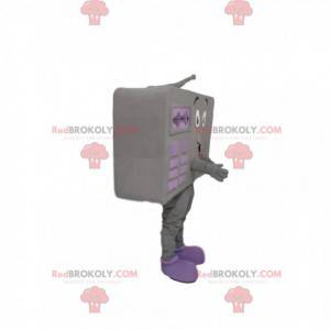 Veldig smilende grå radiomaskott - Redbrokoly.com