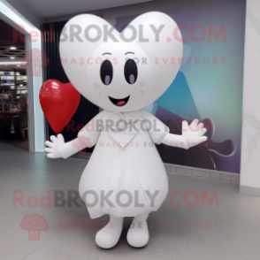White Heart Shaped Balloons mascot costume character dressed with a Shift Dress and Gloves
