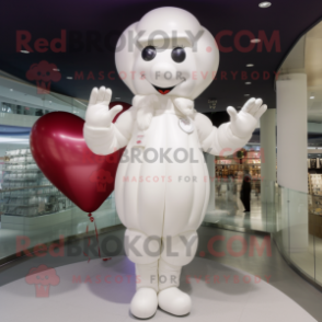 White Heart Shaped Balloons mascot costume character dressed with a Shift Dress and Gloves