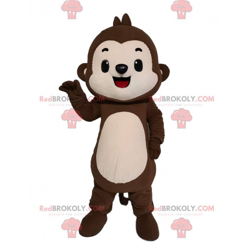 Mascotte de petit singe marron et crème. - Redbrokoly.com