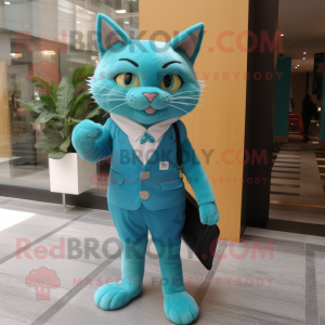 Turquoise Cat mascotte...