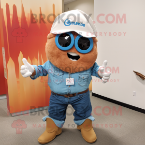 Rust Clam Chowder mascot costume character dressed with a Chambray Shirt and Hair clips