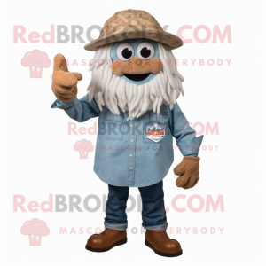 Rust Clam Chowder mascot costume character dressed with a Chambray Shirt and Hair clips