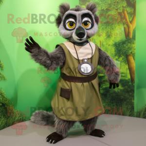 Olive Lemur maskot kostume...