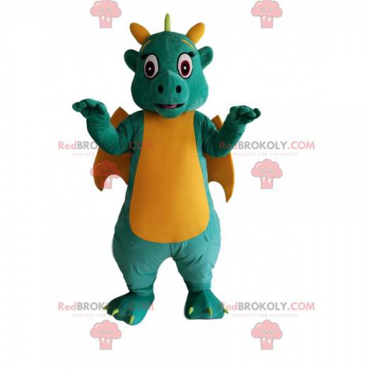 Green and yellow strap mascot with yellow wings - Redbrokoly.com