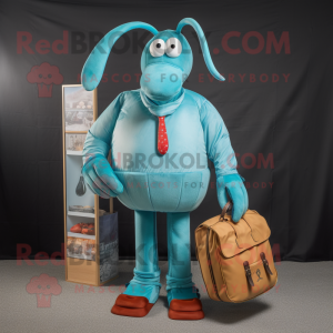 Cyan Lobster maskot kostume...