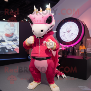 Pink Dragon maskot kostume...