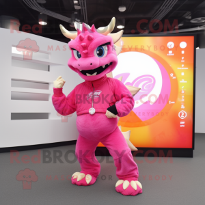 Pink Dragon maskot kostume...