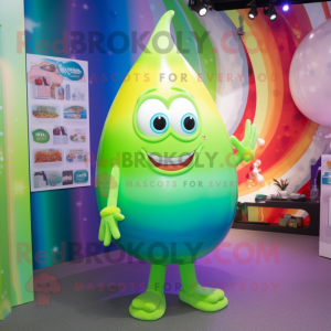 Lime Green Rainbow mascot costume character dressed with a Swimwear and Earrings