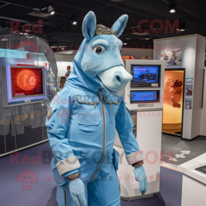 Sky Blue Donkey mascotte...