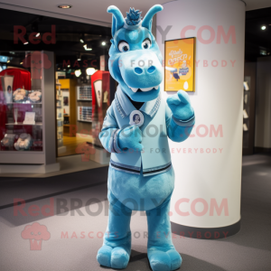 Sky Blue Donkey mascotte...