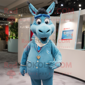 Sky Blue Donkey mascotte...