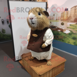 Brown Guinea Pig mascot costume character dressed with a Romper and Shawls