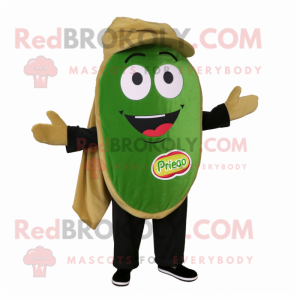 Olive Enchiladas mascot costume character dressed with a Polo Shirt and Tie pins