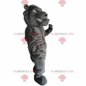 Divoký a velmi svalnatý šedý tygr maskot - Redbrokoly.com