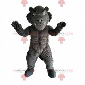 Felle en zeer gespierde mascotte grijze tijger - Redbrokoly.com