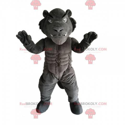 Fierce and very muscular gray tiger mascot - Redbrokoly.com