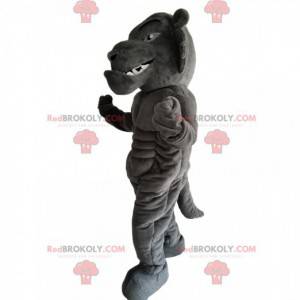 Divoký a velmi svalnatý šedý tygr maskot - Redbrokoly.com
