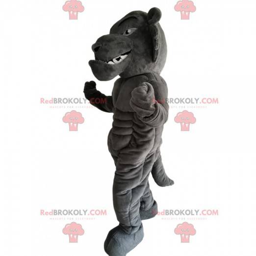 Hard og veldig muskuløs grå tiger maskot - Redbrokoly.com