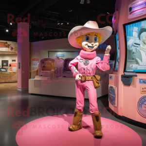 Pink Cowboy maskot kostume...