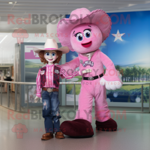 Rosa Cowboy maskot kostym...