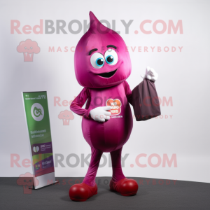Red Onion mascot costume character dressed with a Bootcut Jeans and Wallets