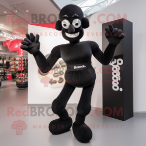 Black Acrobat mascot costume character dressed with a Bodysuit and Handbags