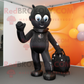 Black Acrobat mascot costume character dressed with a Bodysuit and Handbags