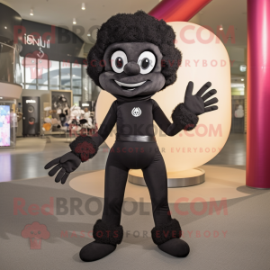 Black Acrobat mascot costume character dressed with a Bodysuit and Handbags