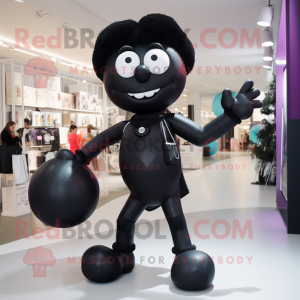 Black Acrobat mascot costume character dressed with a Bodysuit and Handbags