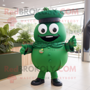 Forest Green Pepper mascot costume character dressed with a Poplin Shirt and Earrings