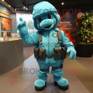 Turquoise Commando mascotte...