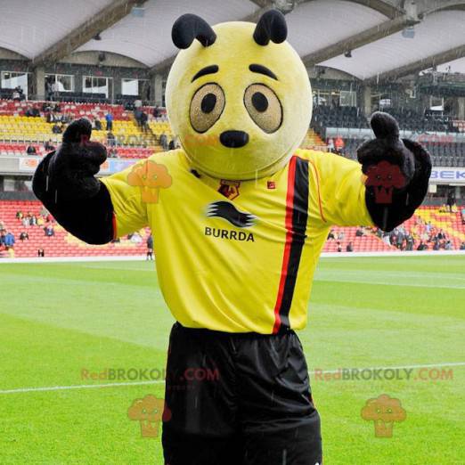 Yellow and black panda mascot - Yellow insect mascot -