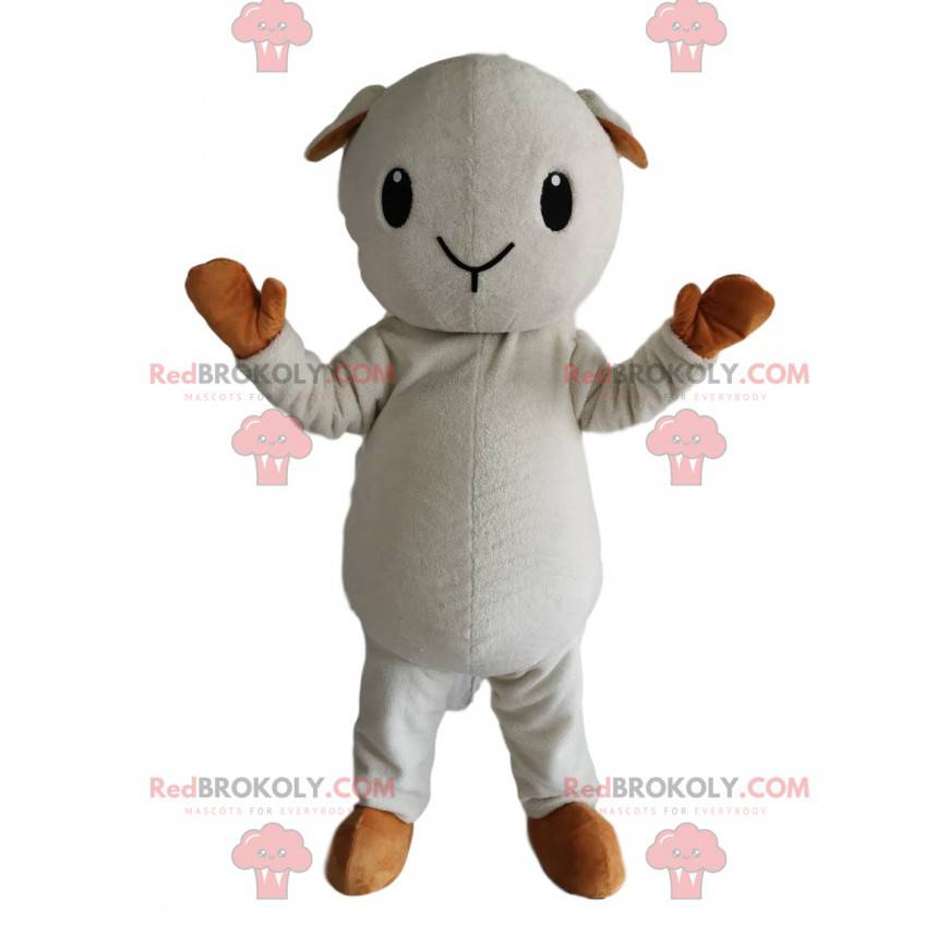 Kleine witte en beige schapen mascotte - Redbrokoly.com