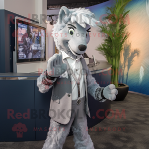 Gray Mare mascot costume character dressed with a Suit Jacket and Bracelets