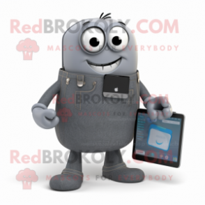 Gray Computer mascot costume character dressed with a Jeans and Wallets